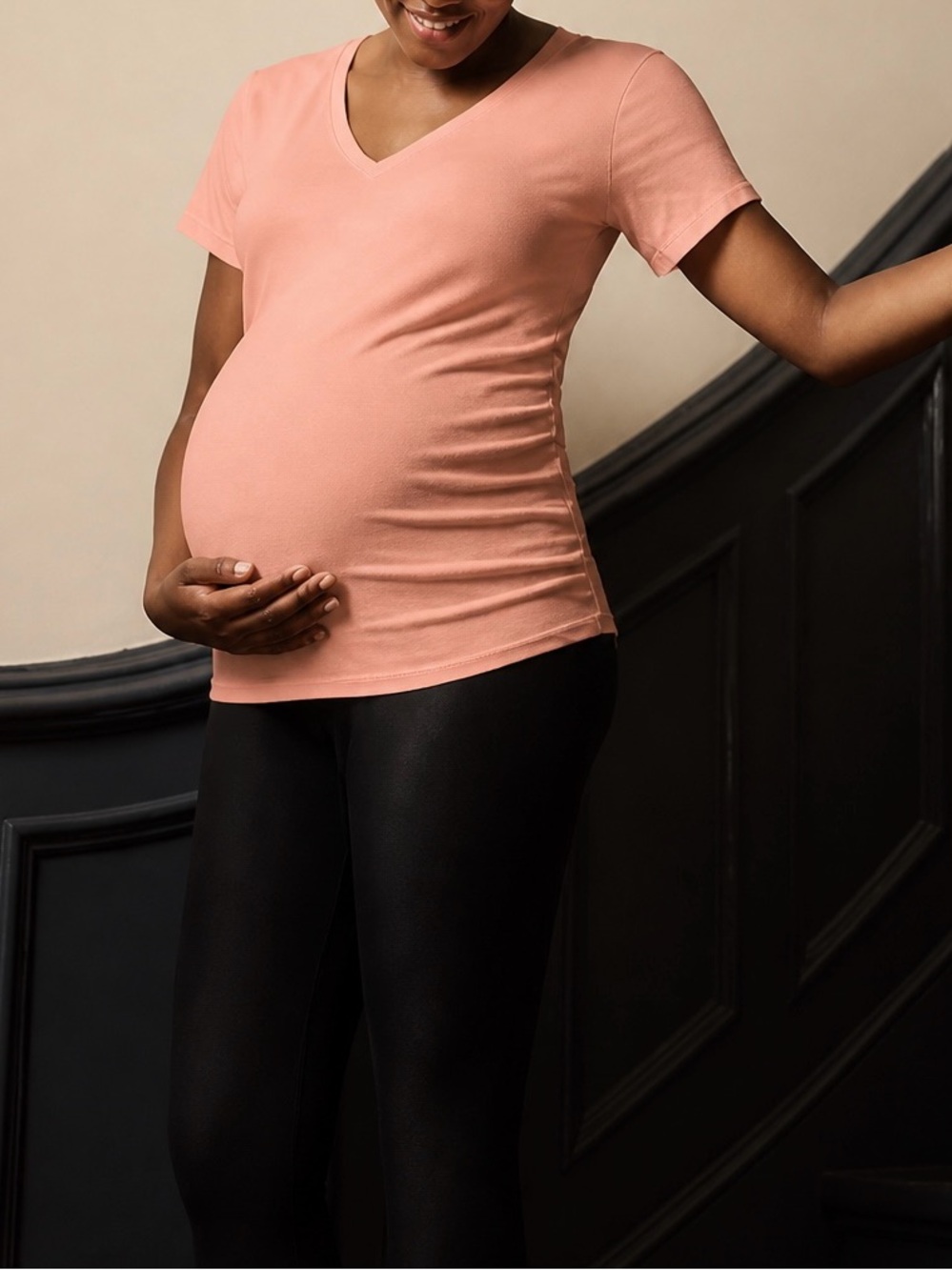 Side Ruched V-Neck Tee